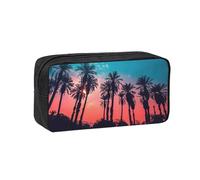 EdWal Palm Tree Sunset Print Pen Organizer Bag Pouch Large Capacity Pencil Case with Zipper Durable Pen Case for Stationery