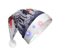 EdWal Paris City Tree Eiffel Tower Art Print Led Christmas Beanie Light Up Christmas Hats, Knit Hats With Led Lights, Unisex Winter Santa Hat