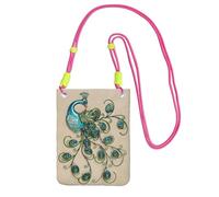 EdWal Peacock Pattern Print Crossbody Bag For Women, Mini Phone Purses, Cute Phone Wallet, For Hiking Travel Gift