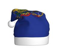 EdWal Pennsylvania State Flag Print Plush Santa Hat, Christmas Hats For Adults, Cozy Holiday Headwear, For Christmas Parties