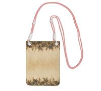 EdWal Pine Cone Border Print Crossbody Bag For Women, Mini Phone Purses, Cute Phone Wallet, For Hiking Travel Gift