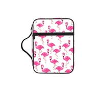 EdWal Pink Flamingo Print Bible Case Cosmetic Bag with Sturdy Handle Wash Bag Tablet Sleeve Small Tool Bag for Books