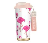 EdWal Pink Flamingo Print Insulated Stainless Steel Travel Coffee Mug,Coffee Cups with Lids, for Hot Cold Drinks