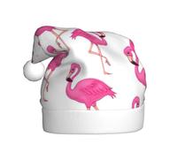 EdWal Pink Flamingo Print Plush Santa Hat, Christmas Hats For Adults, Cozy Holiday Headwear, For Christmas Parties