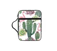 EdWal Pink Flamingo Succulent Plants Print Bible Case Cosmetic Bag with Sturdy Handle Wash Bag Tablet Sleeve Small Tool Bag for Books