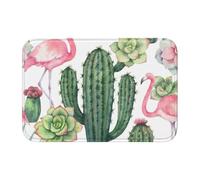 EdWal Pink Flamingo Succulent Plants Print Crystal Velvet Entry Rug Non-Slip Indoor Front Doormat For Porch Or Home Decor, 60x40 Cm