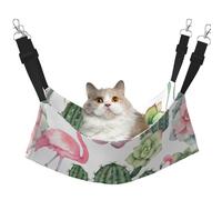 EdWal Pink Flamingo Succulent Plants print Soft Sleeping Hammock Cat Hammock for Cage Hanging,Pet Hammock Bed Adjustable for Small Animals