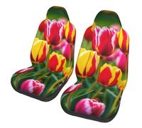 EdWal Pink Tulips Print Front Seat Covers, Easy To Install Two Car Seat Protector Cover Set Accessories Auto Trucks Suv