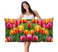 EdWal Pink Tulips Print Spa Bath Towels 70cm X 140cm,Soft Quick Drying Beach Towels For Bathroom,Gym,Travel