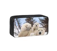 EdWal Polar Bear Print Pen Organizer Bag Pouch Large Capacity Pencil Case with Zipper Durable Pen Case for Stationery