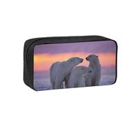 EdWal Polar Bear Print Pen Organizer Bag Pouch Large Capacity Pencil Case with Zipper Durable Pen Case for Stationery