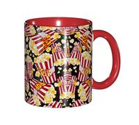 EdWal Popcorn Print Print Tea Cups with Handle, Ceramic Ceramic Mug for Tea and Coffee Gift for Women Microwave Safe