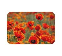 EdWal Poppy Flowers Print Crystal Velvet Entry Rug Non-Slip Indoor Front Doormat For Porch Or Home Decor, 60x40 Cm