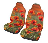 EdWal Poppy Flowers Print Front Seat Covers, Easy To Install Two Car Seat Protector Cover Set Accessories Auto Trucks Suv