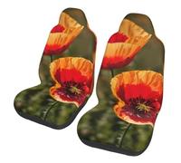 EdWal Poppy Flowers Print Front Seat Covers, Easy To Install Two Car Seat Protector Cover Set Accessories Auto Trucks Suv