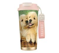 EdWal Puppy Golden Retriever Print Insulated Stainless Steel Travel Coffee Mug,Coffee Cups with Lids, for Hot Cold Drinks