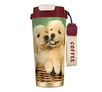 EdWal Puppy Golden Retriever Print Insulated Stainless Steel Travel Coffee Mug,Coffee Cups with Lids, for Hot Cold Drinks