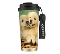 EdWal Puppy Golden Retriever Print Insulated Stainless Steel Travel Coffee Mug,Coffee Cups with Lids, for Hot Cold Drinks