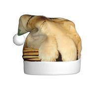 EdWal Puppy Golden Retriever Print Plush Santa Hat, Christmas Hats For Adults, Cozy Holiday Headwear, For Christmas Parties