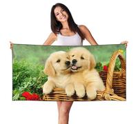 EdWal Puppy Golden Retriever Print Spa Bath Towels 70cm X 140cm,Soft Quick Drying Beach Towels For Bathroom,Gym,Travel