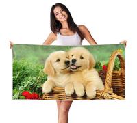 EdWal Puppy Golden Retriever Print Spa Bath Towels 70cm X 140cm,Soft Quick Drying Beach Towels For Bathroom,Gym,Travel