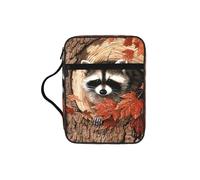 Edwal Raccoon in The Fall Tree Hole Print Bible Case Cosmetic Bag with Sturdy Handle Wash Bag Tablet Sleeve Small Tool Bag for Books