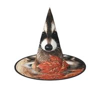 EdWal Raccoon In The Fall Tree Hole Print Halloween Witch Hat Costume Accessory Women Hats For Halloween Party Cosplay For Home, Yard,