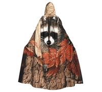 EdWal Raccoon In The Fall Tree Hole Print Unisex Adults Hooded Cloak Cape Uniform, Hooded Robe, For Halloween Cosplay Costumes