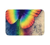 EdWal Rainbow Butterfly Print Crystal Velvet Entry Rug Non-Slip Indoor Front Doormat For Porch Or Home Decor, 60x40 Cm