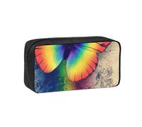 EdWal Rainbow Butterfly Print Pen Organizer Bag Pouch Large Capacity Pencil Case with Zipper Durable Pen Case for Stationery