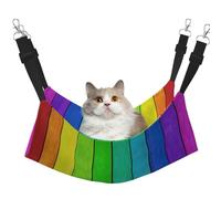 EdWal Rainbow Colored Wood Background print Soft Sleeping Hammock Cat Hammock for Cage Hanging,Pet Hammock Bed Adjustable for Small Animals