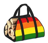 EdWal Rainbow Print Log Carrier Bag with Open Sides Wood Log Holder for Fireplace Tote Bag Fireplace Accessory