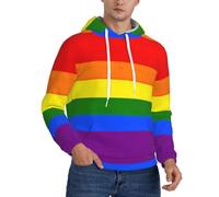 EdWal Rainbow Print Men'S Hoodie,Comfortable Pullover Sweatshirt For Men,Drawstring Casual Hooded Sweatshirts