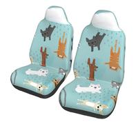 EdWal Raining Cats & Dogs Print Front Seat Covers, Easy To Install Two Car Seat Protector Cover Set Accessories Auto Trucks Suv