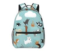 Edwal Raining Cats & Dogs Print Hiking Backpack Laptop Backpack For Men Women Waterproof Rucksack Easy To Clean Travel Bag