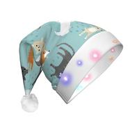 EdWal Raining Cats & Dogs Print Led Christmas Beanie Light Up Christmas Hats, Knit Hats With Led Lights, Unisex Winter Santa Hat