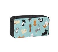 EdWal Raining Cats & Dogs Print Pen Organizer Bag Pouch Large Capacity Pencil Case with Zipper Durable Pen Case for Stationery