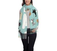 EdWal Raining Cats & Dogs Print Winter Scarf For Women Shawl Cashmere Feel Tassel Plaid Large Oversized Scarves Wraps