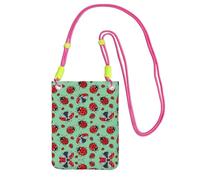 EdWal Red Ladybugs On A Blue Background Print Crossbody Bag For Women, Mini Phone Purses, Cute Phone Wallet, For Hiking Travel Gift