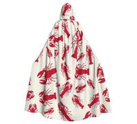 EdWal Red Lobster Print Unisex Adults Hooded Cloak Cape Uniform, Hooded Robe, For Halloween Cosplay Costumes