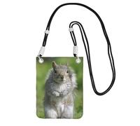 EdWal Red Squirrel Print Crossbody Bag For Women, Mini Phone Purses, Cute Phone Wallet, For Hiking Travel Gift