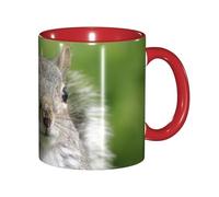 EdWal Red Squirrel Print Tea Cups with Handle, Ceramic Ceramic Mug for Tea and Coffee Gift for Women Microwave Safe