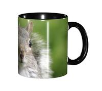 EdWal Red Squirrel Print Tea Cups with Handle, Ceramic Ceramic Mug for Tea and Coffee Gift for Women Microwave Safe