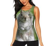 EdWal Red Squirrel Print Workout Tops Tank for Women, Quick Dry Sleeveless Yoga Shirts, Athletic Running Tank Tops