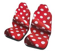EdWal Red White Polka Dot Print Front Seat Covers, Easy To Install Two Car Seat Protector Cover Set Accessories Auto Trucks Suv