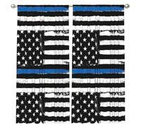 Edwal Retro Blue Thin Line Usa Flag Print 2 Panel Long Blackout Curtains 52x84 Inch Soft Curtains And Drapes Privacy Shading Design