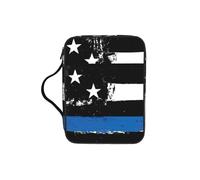 Edwal Retro Blue Thin Line USA Flag Print Bible Case Cosmetic Bag with Sturdy Handle Wash Bag Tablet Sleeve Small Tool Bag for Books