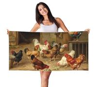 EdWal Roast Chicken Hen Farm Print Spa Bath Towels 70cm X 140cm,Soft Quick Drying Beach Towels For Bathroom,Gym,Travel