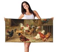 EdWal Roast Chicken Hen Farm Print Spa Bath Towels 70cm X 140cm,Soft Quick Drying Beach Towels For Bathroom,Gym,Travel