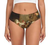 EdWal Roast Chicken Hen Farm Print Womens High-Waisted Briefs Panties, Moisture-Wicking Underwear, Bikini Brief Underwear Black